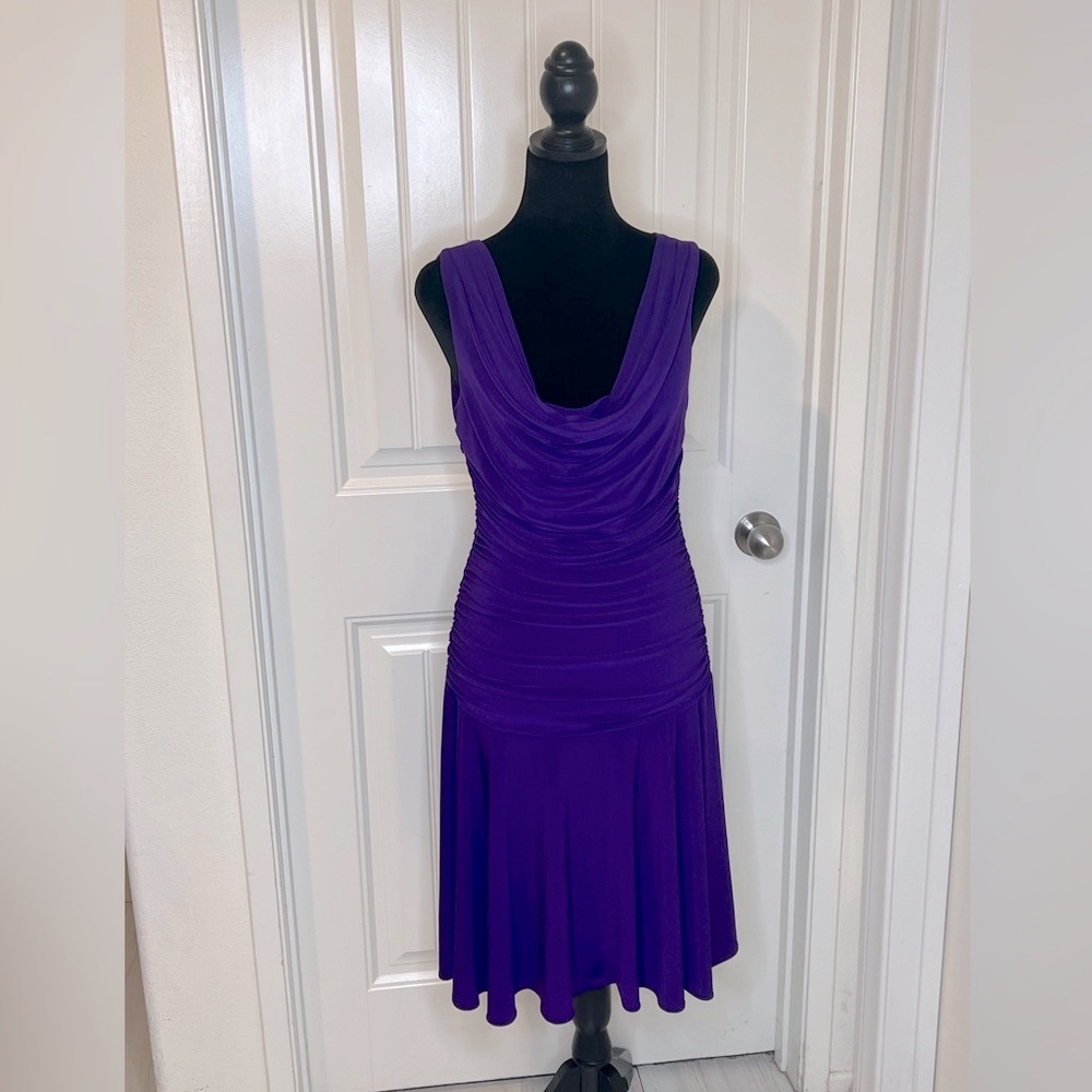 NW Collections Blue Draped Stretch Sleeveless Cocktail Party Dress Size 8 NWOT